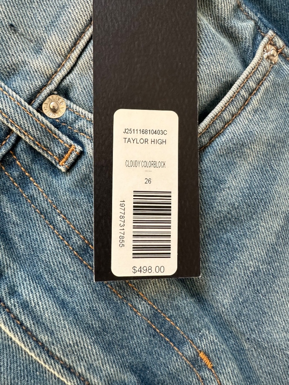 Veronica Beard TAYLOR Color Block Wide Leg Jean Cloudy Wash With Tags - Size 26 - Picture 6 of 9